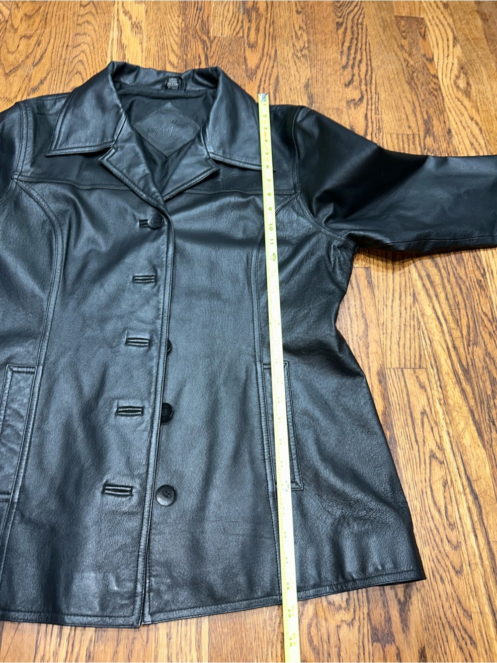 Jacqueline Ferrar Women’s Black Genuine Leather Button Front Jacket Size L - Picture 10 of 11